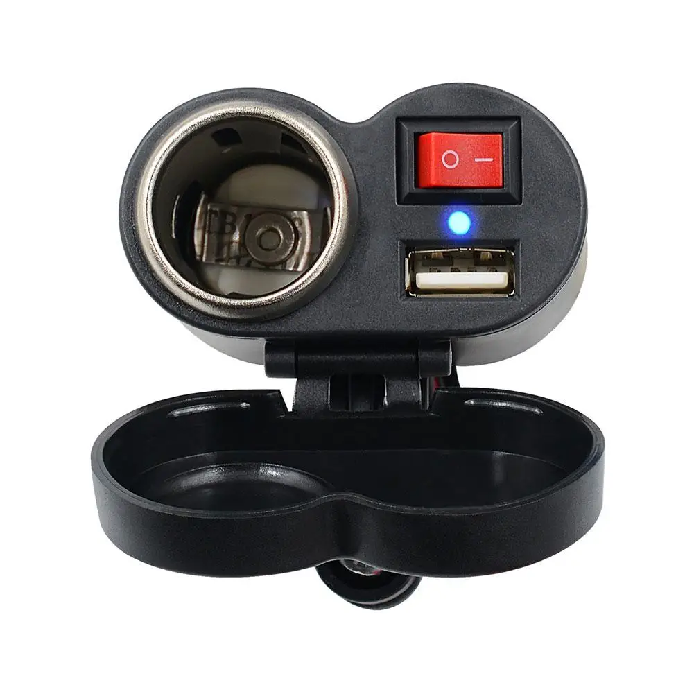 Waterproof USB Motorcycle Handlebar Charger With Cigarette Lighter Adapter Power Supply Socket for Phone Mobile DC12-45V |