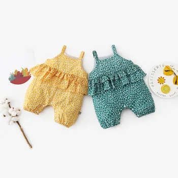 

2020 Summer Newborn Baby Girl Clothes Solid Color Sleeveless Ruffle Strap Romper Jumpsuit One-Piece Outfit Sunsuit Clothes