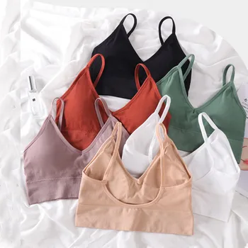 

Cotton Bralette Sexy Backless Bra Girls Padded Crop Top Black White Unlined Underwear Wireless Bras For Women Female Lingerie