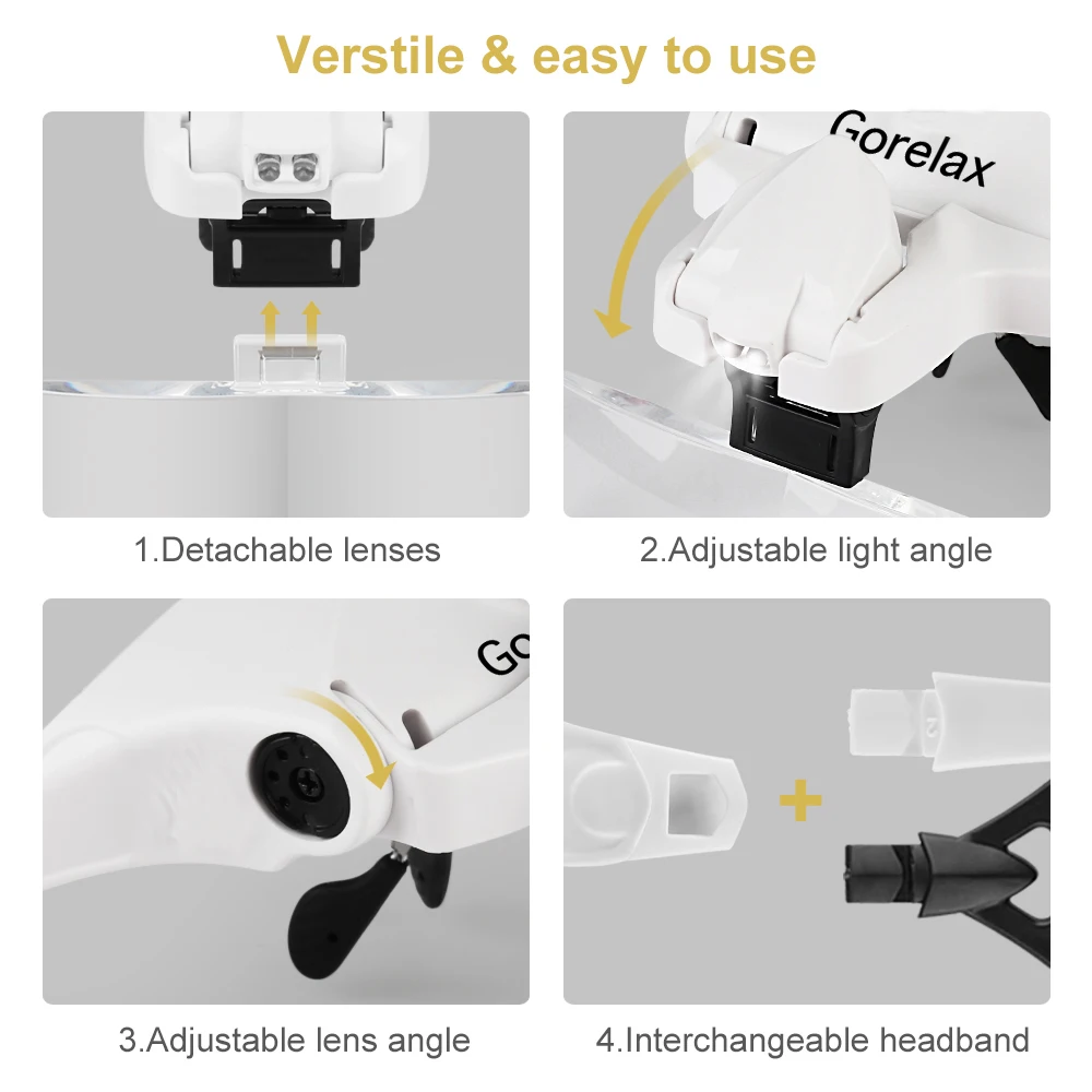 Rechargeable Headband Magnifying Glass, Hands Free Algeria