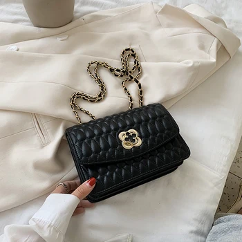 

New bag in summer 2020, flower lock sewing small square bag, chain Single Shoulder Messenger Bag