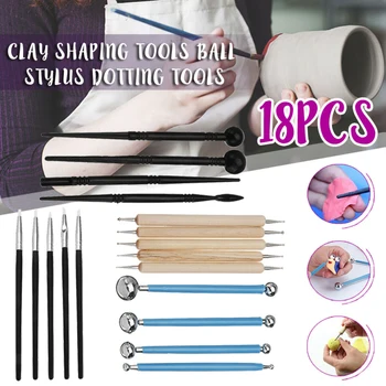 

18pcs Nail Polish Brush Soft Silicone Carving Ceramic Craft Sculpture Relief Modeling Hollow Building Clay Manicure Drawing Tool