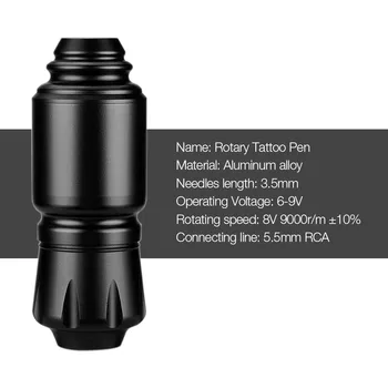

New Tattoo Pen Aluminum Alloy Rotary Tattoo Machine Body Art Carved Short Pen RCA Cord Supplies High Speed Motor