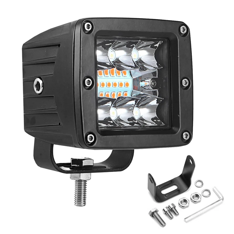 

1 Or 2PCS 18W dual color Square LED Work Light Bar Spot Flood Truck Driving Fog Lights For Car SUV ATV
