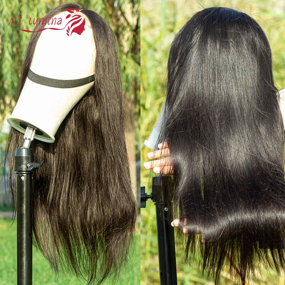 Comprar Ali Lumina Peluca de cabello humano 4X4 Peluca de cierre de encaje pelucas de cabello brasileño Remy Peluca de pelo lacio densidad 180% 10 30 pulgadas