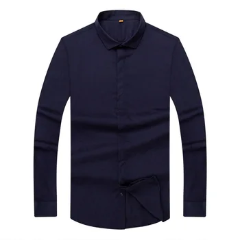 

Double Placket Dark Buckle Long Sleeve Shirt Male Plus Fat plus Size Trend Long Sleeve Shirt Loose Backing Shirt