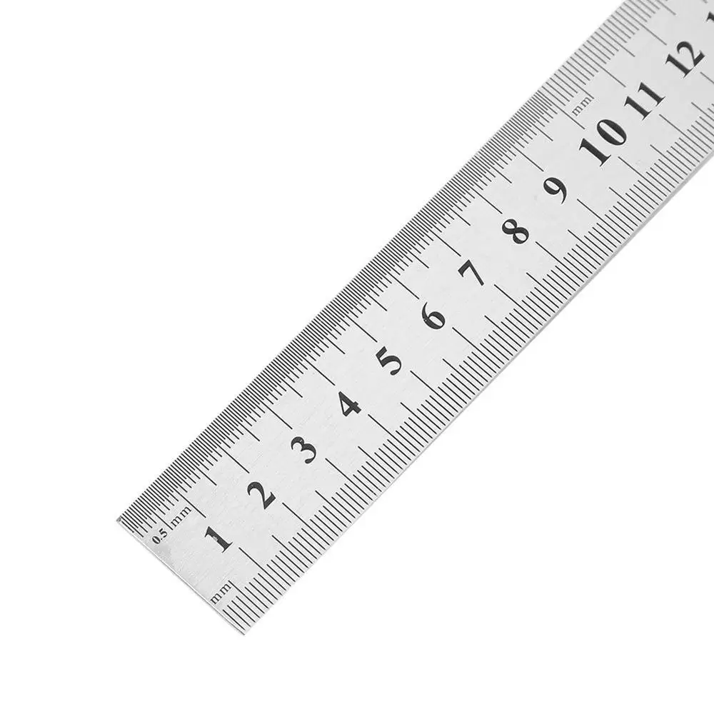Regla de metal de acero inoxidable 30 cm Medida de regla recta de doble cara para coser Pies de costura y papelería escolar plateado Kaemma