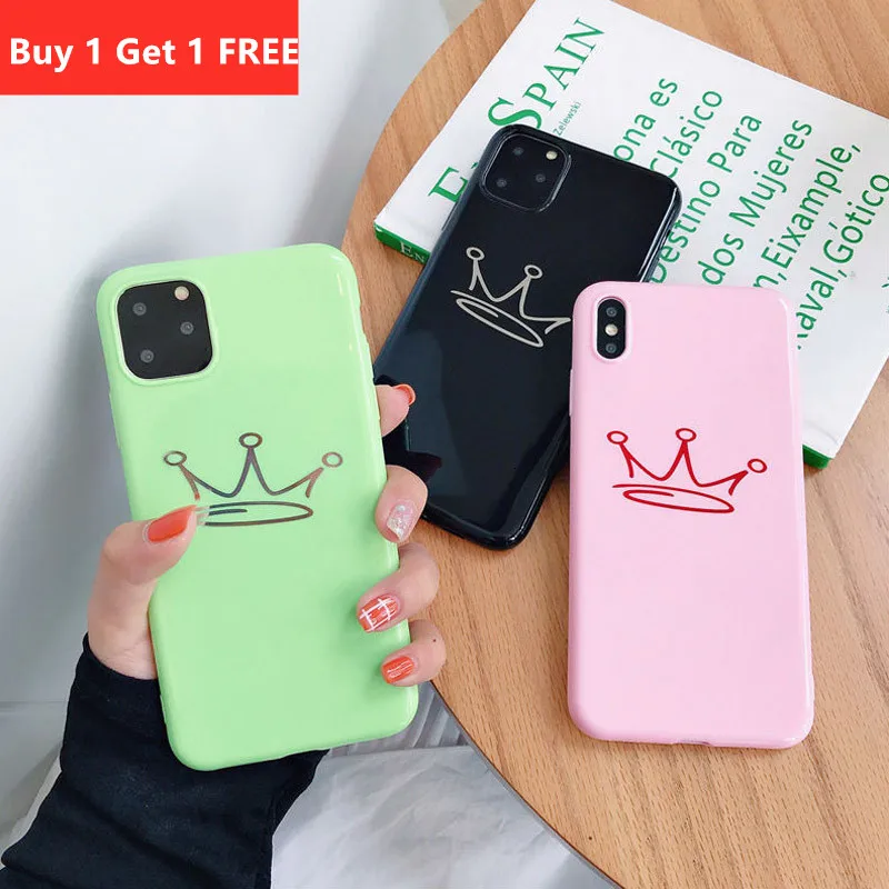 Для iPhone 11 чехол Crown King queen для 7 8 6 6s Plus X XR XS Max 2019 Pro силиконовый телефона мягкая