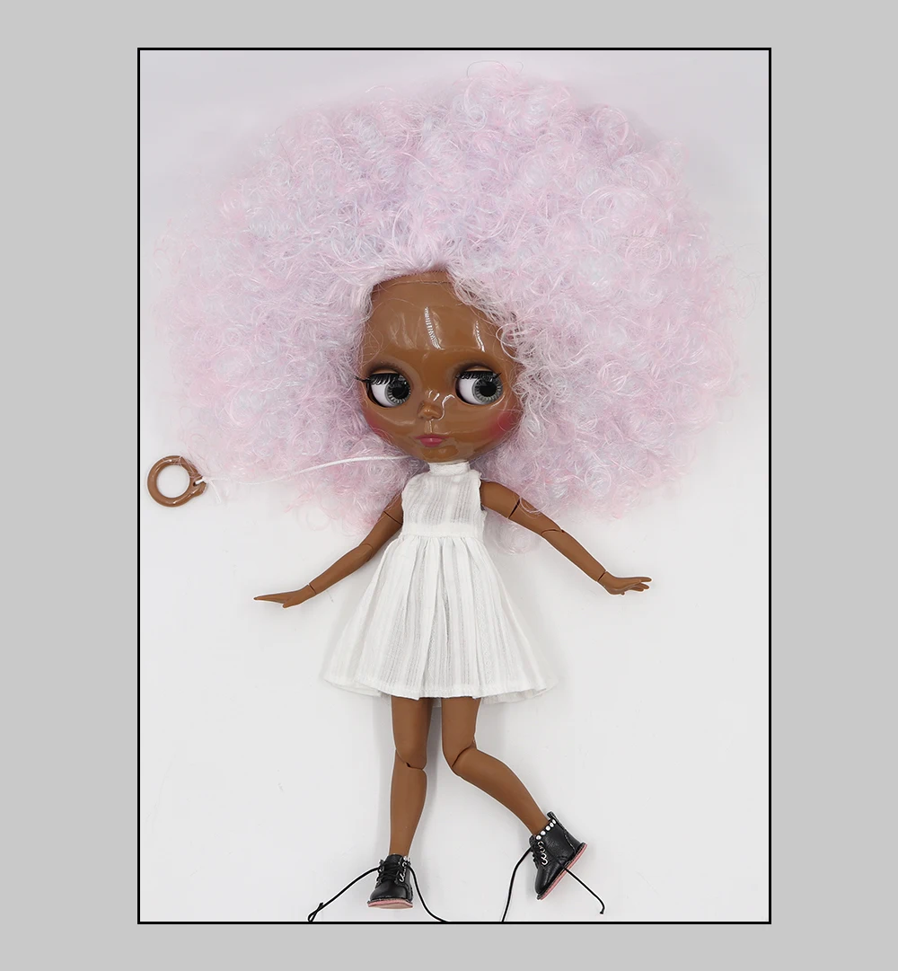 Neo Blythe Doll with Multi-Color Hair, Black Skin, Shiny Cute Face & Custom Jointed Body 2