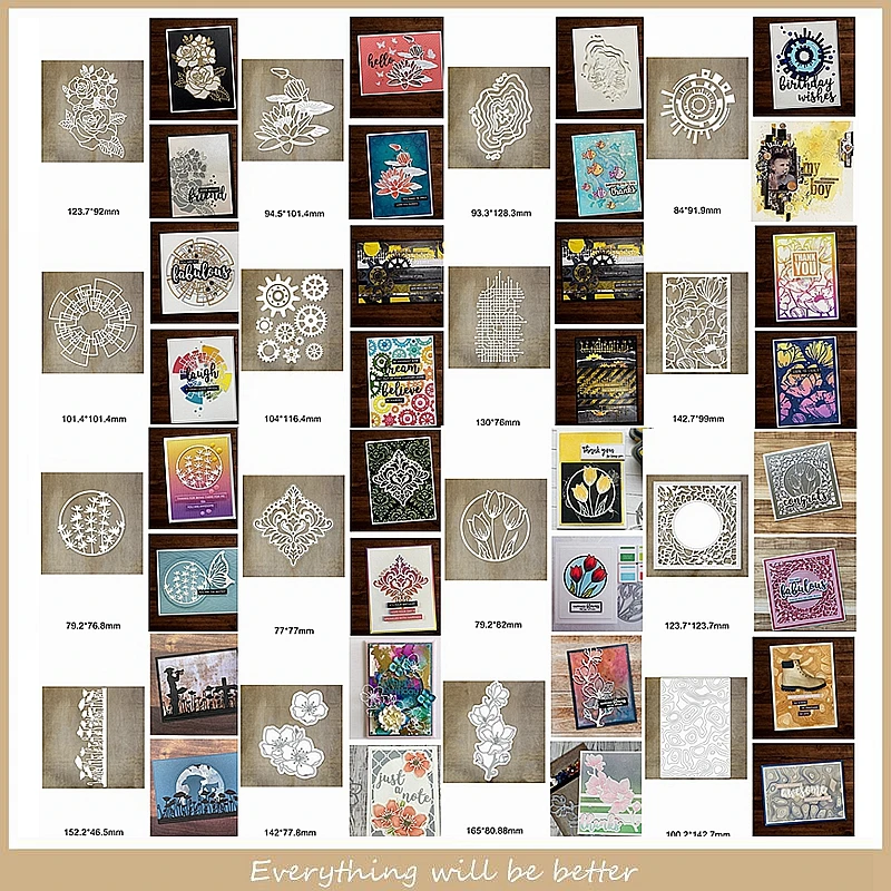 

Mix Flower Round Square Frame Leaves Gear Lace Hollowed Metal Cutting Dies Decorate Cards Scrapbook Craft Hot Stencils Diy Die