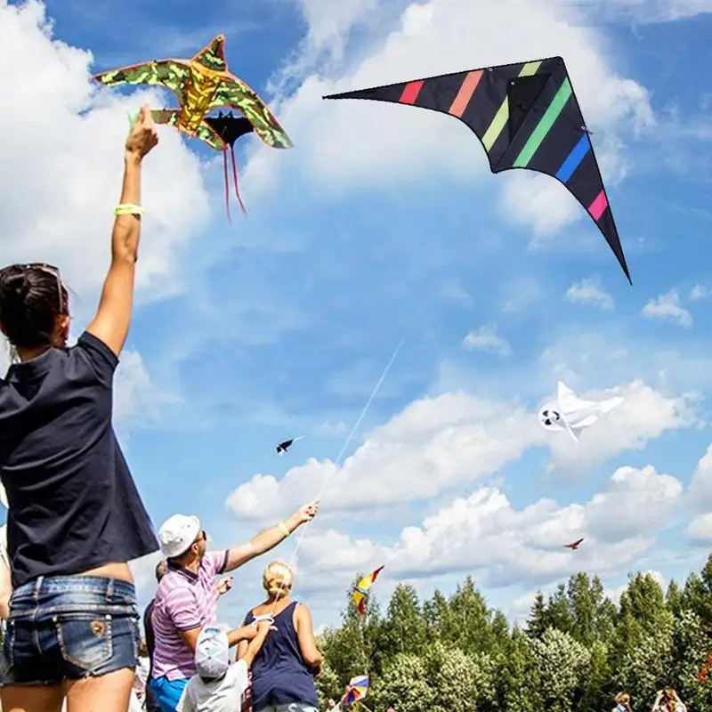 

Triangle black kite s 30M line kite triangle black stripe custom-made kite 30m line doll kite toy