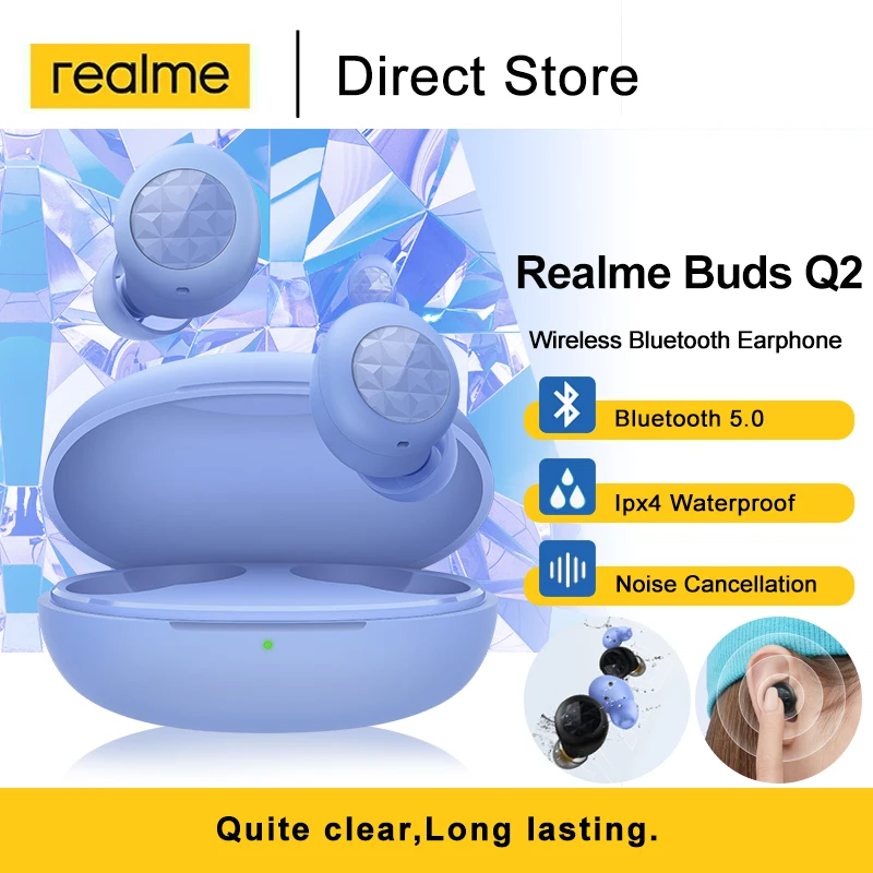 

Realme Buds Q2 Q TWS Earphones Wireless Bluetooth 5.0 Earbuds Noise Cancellation Earbuds Ipx4 Water Resistant Headphones