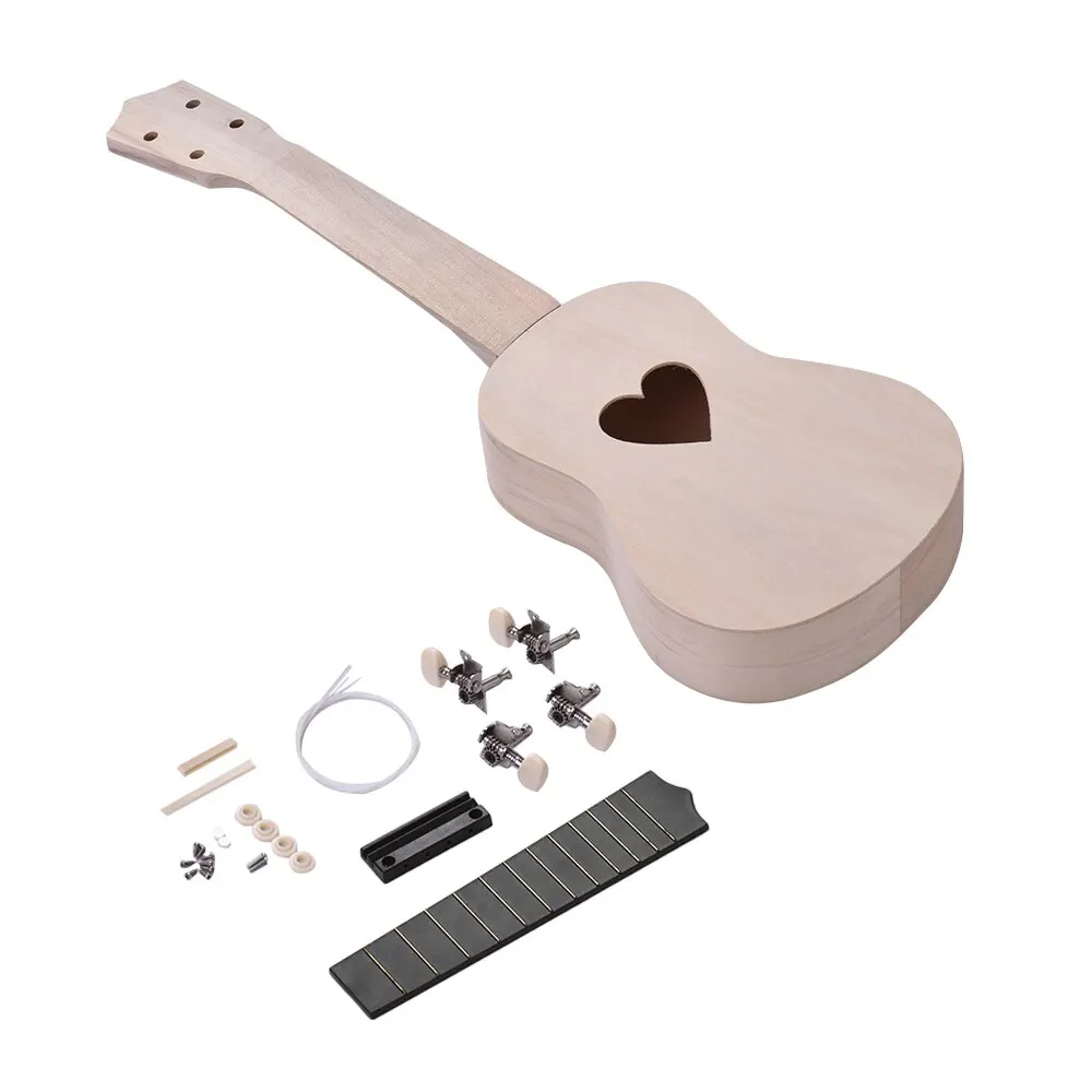 21-дюймовое укулеле незавершенной укулеле DIY Kit шеи Пластик кленовым грифом Sakura Форма с принтом «сердце» с Форма/Дельфин Форма для опционально