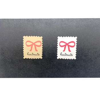 

1000 Pcs/lot Cute bow Handmade Stamp design Label Sticker DIY Hand Made For Gift Sealing Sticker Package Sealing Stickers