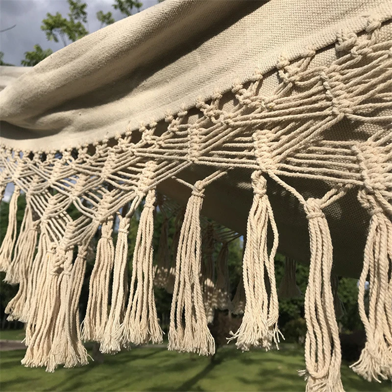 2 Person Hammock Boho Large Brazilian Macrame Fringe Double Deluxe Hammock Swing Net Chair for Out/Indoor Patio Porch Decor