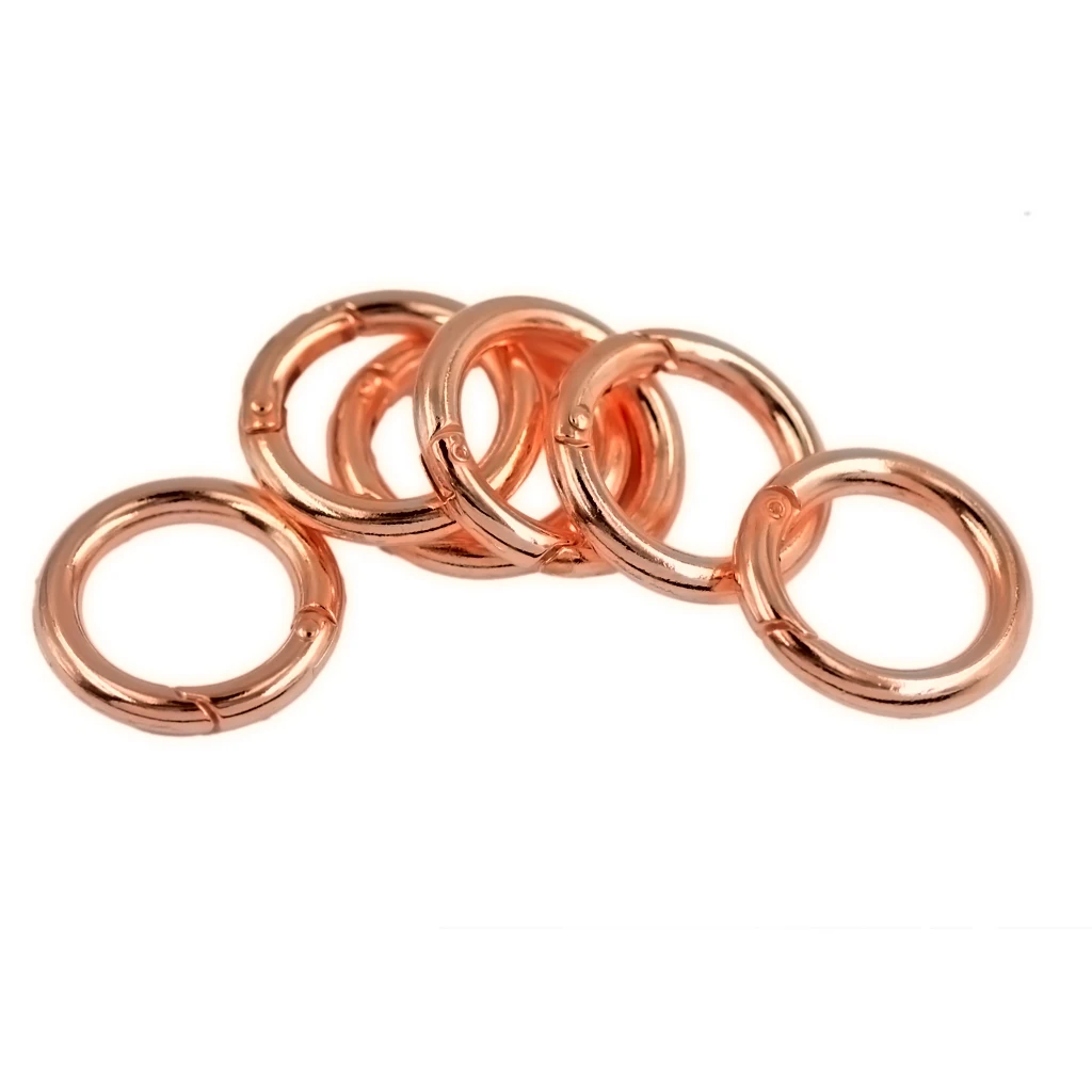 Rose Gold 6 шт. сплав уплотнительное кольцо оснастка пружинный крюк застежка-карабин замок зажим Брелок скалолазание круглый пружинный оснастка крюк DIY ювелирных изделий, 25 мм - Цвет: Rose Gold
