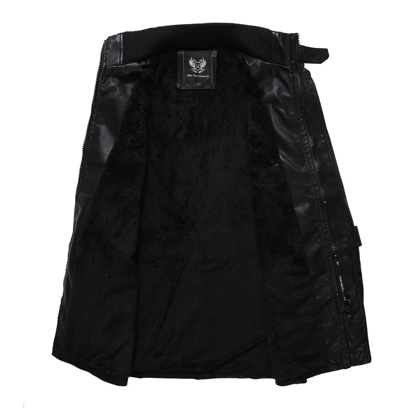 

Spring And Autumn Men Korean-style Leather Jacket Men's Thin Slim Fit Mid-length Plus-sized Stand Collar Youth Coat Men's