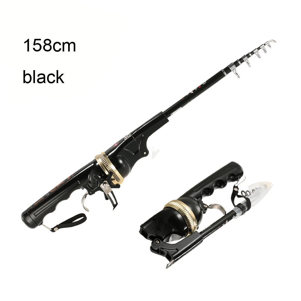 

Combo Fiberglass Fishing Rod Reel Lure Fishing Spinning Pole Long Casting Fiberglass Carbon Line 133/158cm Folding Telescopic