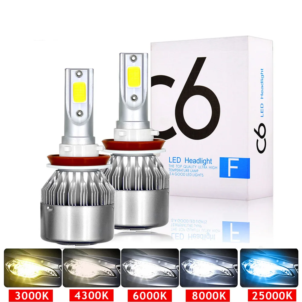 C6 H1 H3 светодиодные фары Hulbs H7 Светодиодные Автомобильные H4 880 H11 HB3 9005 9006 3000K 6000K 72W 12V