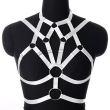 Сексуальное женское нижнее белье белого цвета, бюстгальтер-клетка, фетиш, пояс на грудь, нижнее белье с ремешками, Регулировка размера плюс, косплей, фестивальный рейв