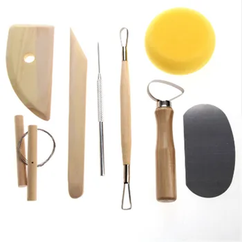 

8PCS Pottery Tool Set Pottery Clay Ceramics Molding Tools Wood Pottery Ceramics Clay Sculpture Modelling Kit DIY Hand Tools