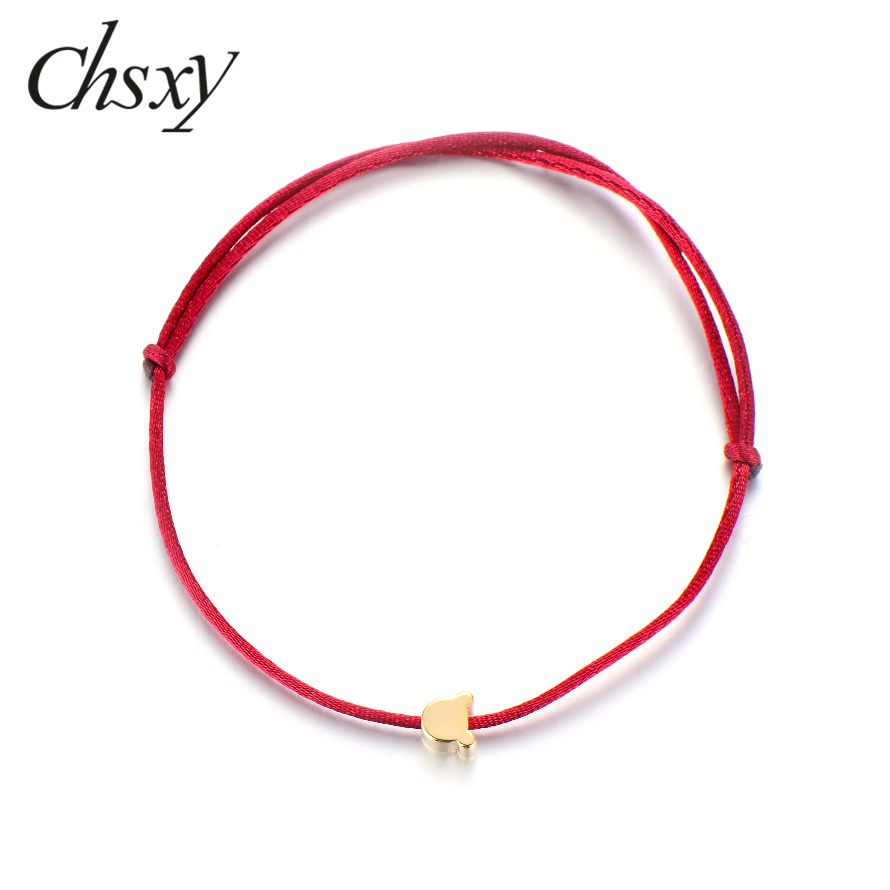 

CHSXY Fashion Gold Color Sweet Bear Red String Bracelets for Women Kids Minimalist Adjustable Rope Lucky Bracelet Delicate Gift
