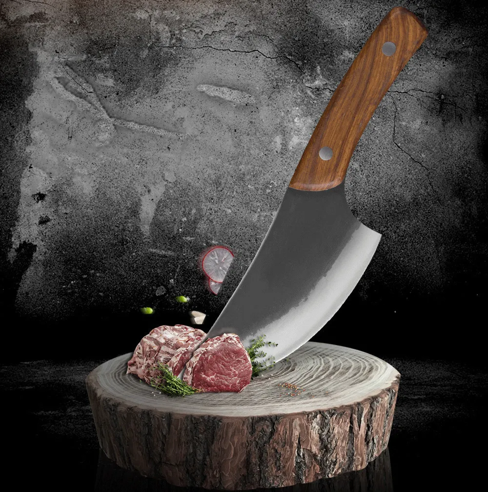 Дамасский кованый нож мясника 6 дюймов для обвалки с кожаным футляром из