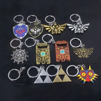 

15Pcs/lot The Legend of Zelda Keychain Zelda Hylian Shield Breath of the Wild Logo Key Chains Mens Souvenir Cosplay Jewelry Gift