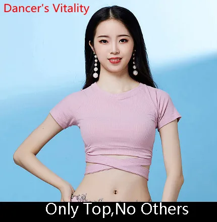Only Top as Photo Одежда для занятий танцами живота, короткий рукав, бандажный Топ, раздельная длинная юбка, для женщин, для восточных, индийских танцев, для выступлений, тренировочный комплект - Цвет: Only Top as Photo