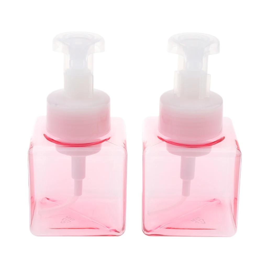 Pack of 2 Square 250ml Foaming Soap Dispenser Foam Pump Bottle for DIY Liquid Soap, Shampoo, Facial Cleanser, Body Wash