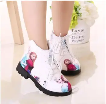 

Autumn Winter Kids Baby Girls Snow Queen Pu Leather Boots Casual Shoes Fashion Cartoon Boots For Girls School Shoes EU 26-36