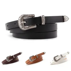 Colorful Women Dress Belts With Metal Buckle Narrow Faux Pu Leather Waist Female Belt Waistband Cute Strap