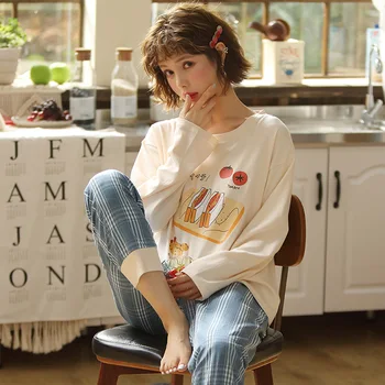 

Pajama Sets Women 100% Gauze Cotton Korea Fresh Maple Leaf Long Sleeve Casual Sleepwear Women Pyjamas Summer Hot Sale 201