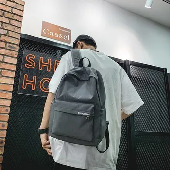 

Schoolbag Men's Fashion Personality Korean Pure Color Simple High School Students Leisure Backpack