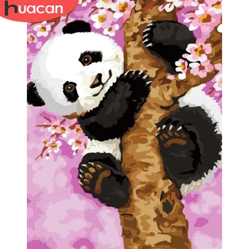 

HUACAN Pictures By Number Panda Animals Drawing Canvas Acrylic Handpainted Oil Painting By Number Wall Art Gift Home Decor