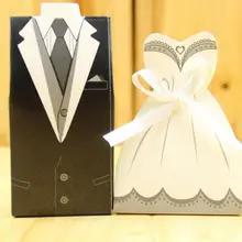 1 пара свадебного платья и смокинга коробки с лентами свадебные сувенирные коробки жениха и подарок для невесты коробки