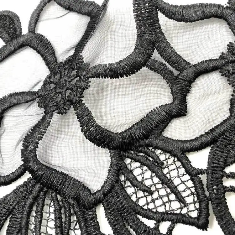 Элегантная черная органза Поддельный Воротник 3d Цветы Хлопок вышитые кружева аппликация на одежду DIY женское платье Блузка Шитье отделка