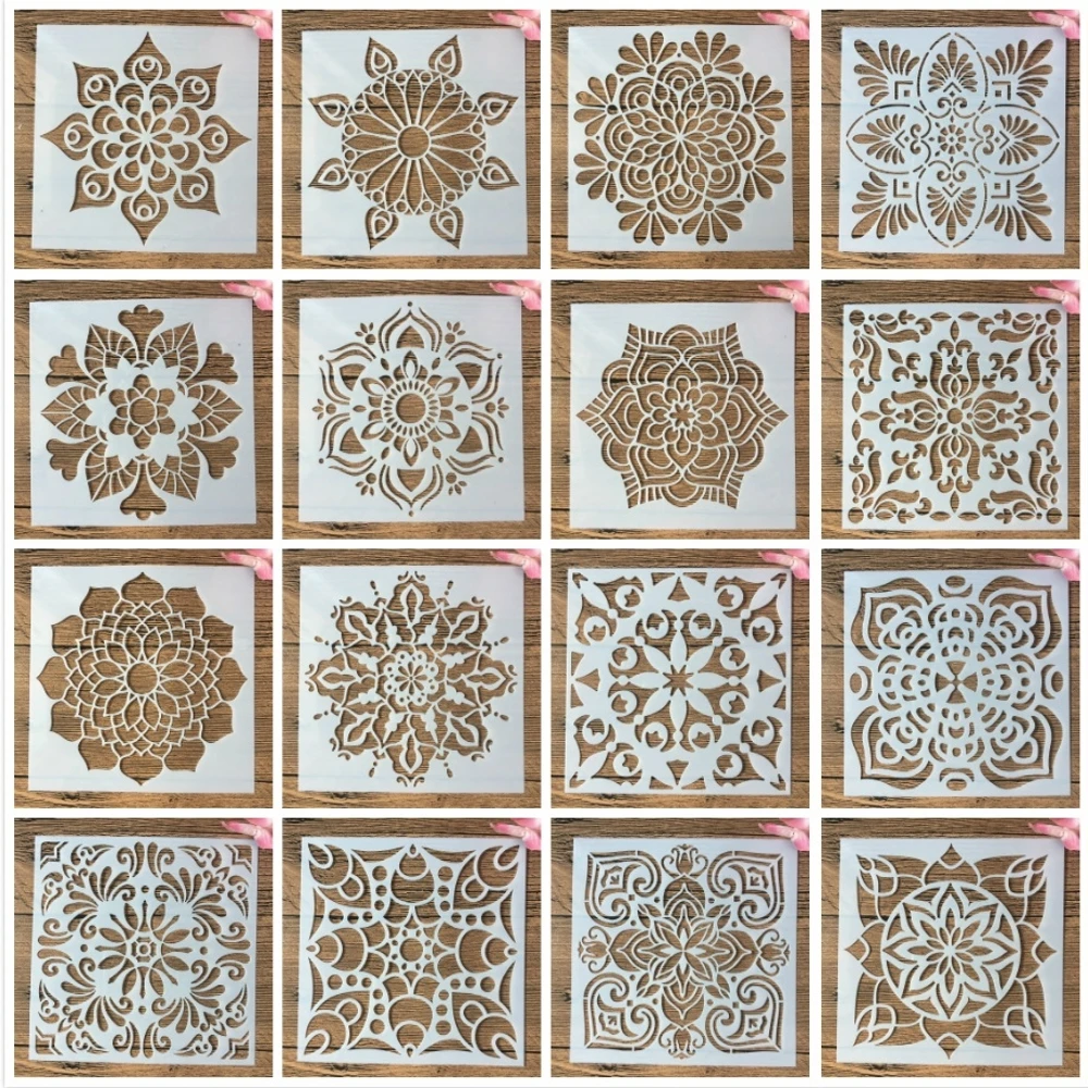 

16Pcs/Set 15*15cm Mandala Geometry DIY Layering Stencils Wall Painting Scrapbook Coloring Embossing Album Decorative Template