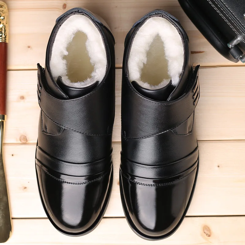 Winter high shoes plus velvet men's shoes winter warm men's cotton shoes men's leather business casual shoes cotton shoes tyh6