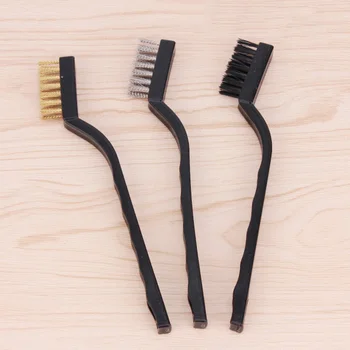 

6pcs Steel Wire Brass Nylon Brush Set Industrial Cleaning Detail Corners Machinery Parts Removing Dirt Paint Scale Brushes