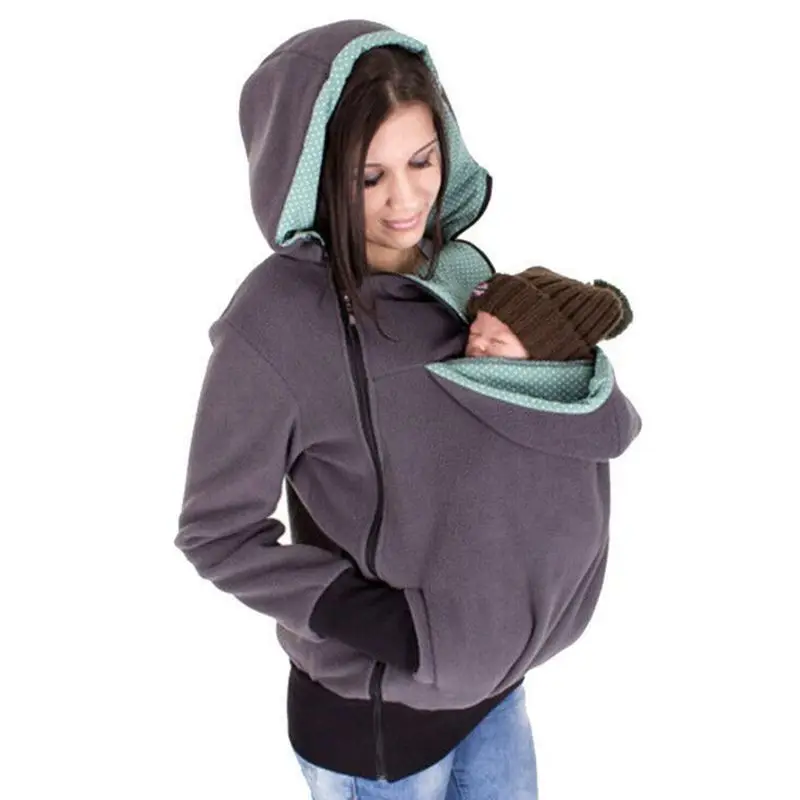  Winter Pregnant Sweatshirt Woman Kangaroo Hoodies with Parent Child Baby Carrier