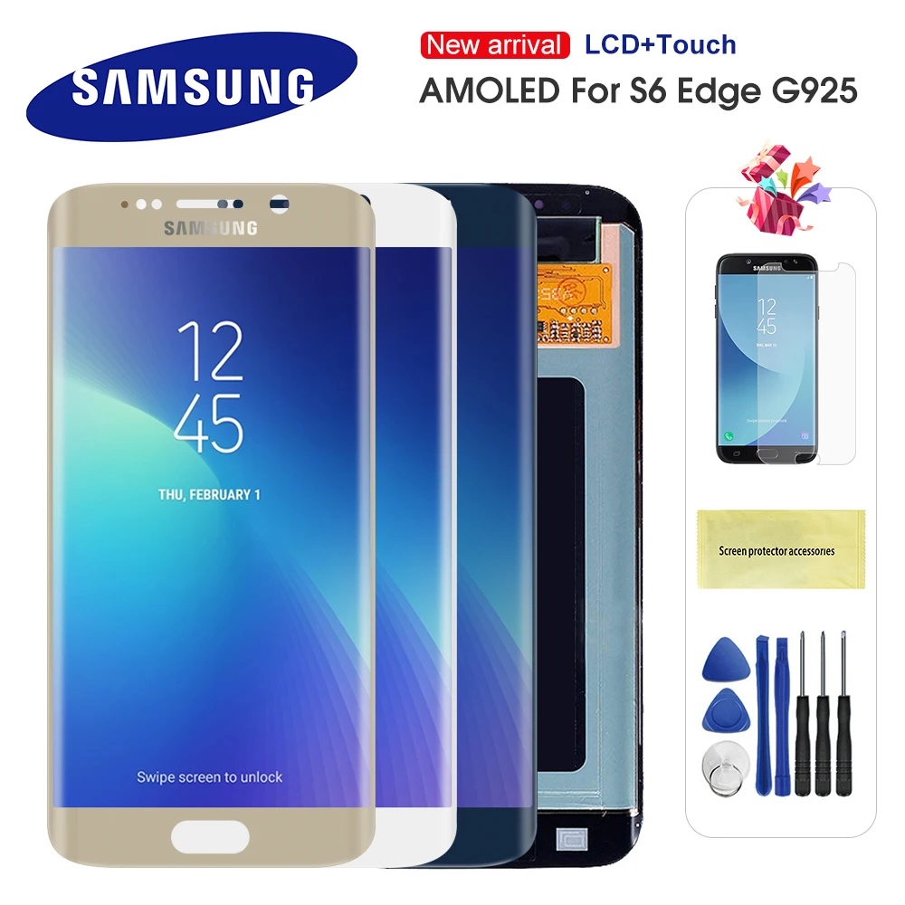 Оригинальный AMOLED ЖК-дисплей для Samsung Galaxy S6 Edge LCD G925 G925F дисплей с сенсорным экраном