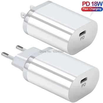 

18W Fast Quick Charging PD Type c Port Wall Charger Eu US Plug For Iphone 7 8 Plus XR 11 Samsung Tablet Pc mp3