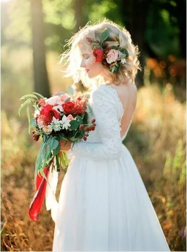 Кружевное богемное платье с длинным рукавом Vestido De Noiva, длина до пола, сексуальное свадебное бохо-платье с открытой спиной, платья для матери невесты