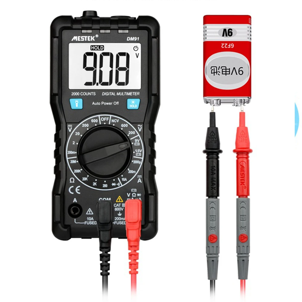 MESTEK DM91/DM91A мини цифровой мультиметр 9999 Кол-во AC/DC Амперметр Вольтметр Ом измеритель напряжения HFE NVC тестер емкости