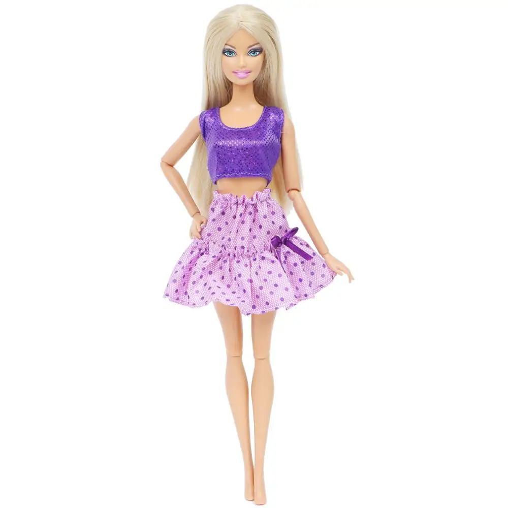 Best  5 Pcs/Lot Lady Daily Sports Outfits Blouse Pants Trousers Dress Clothes for Barbie Doll House Acces