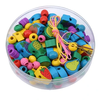 

Blocks Wooden Fruit Block Stringing Beaded Toys For Children Learning & Education Colorful Products Kids Toy