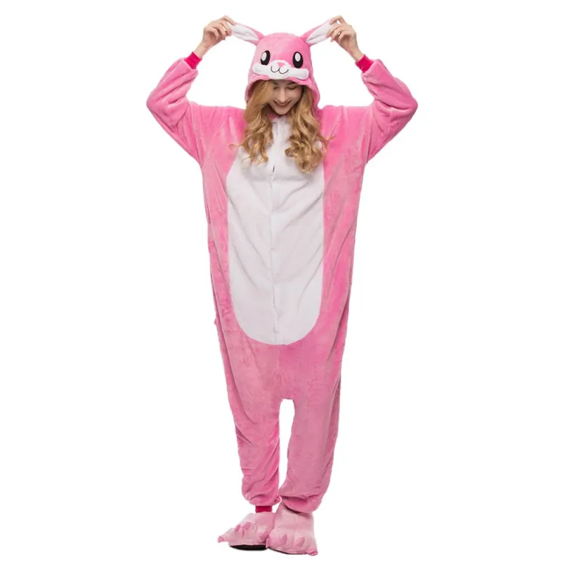 rabbit Аниме, для взрослых, Пикачу, кигуруми, единорог, Onesie, фланелевая Женская пижама, костюм животного, необычный, Покемон, косплей, цельное, ночное белье - Цвет: rabbit