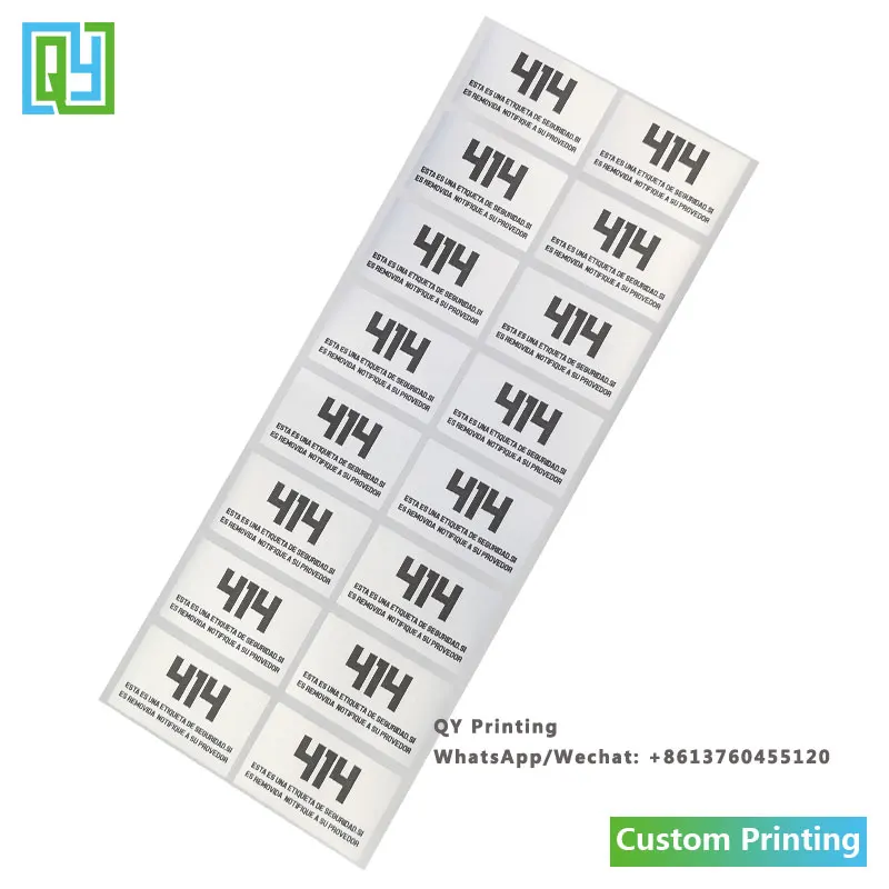 1000pcs 25x40mm 무료 배송 사용자 정의 로고 인쇄 실버 애완 동물 탬퍼 분명 Void 레이블 봉투 씰링 테이프 보안 스티커