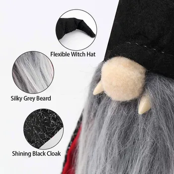 

2pcs Plush Black Witch Cloak Hat Halloween Gnomes Decoration Handmade Table Ornament HG99